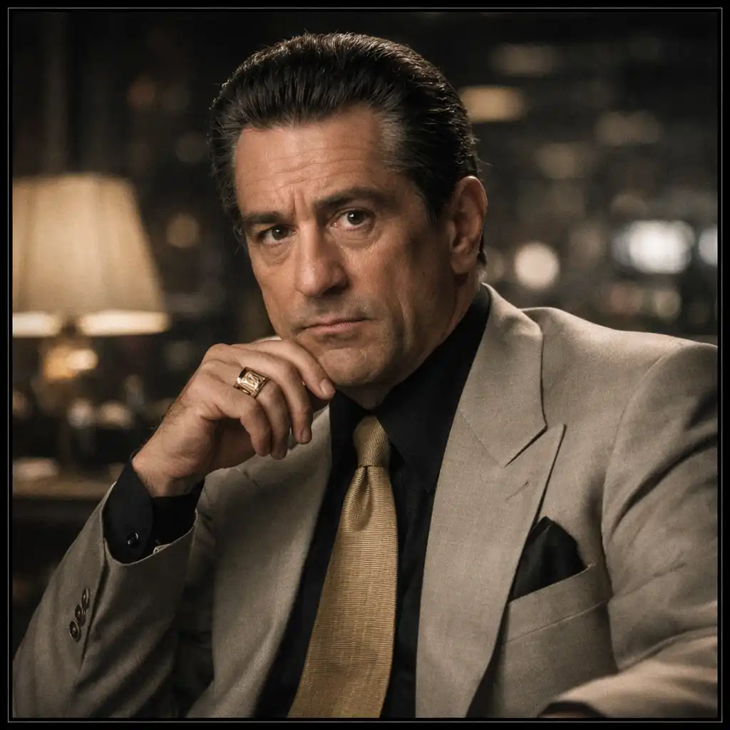Portrait of Sam 'Ace' Rothstein, played by Robert De Niro, in a casino office
